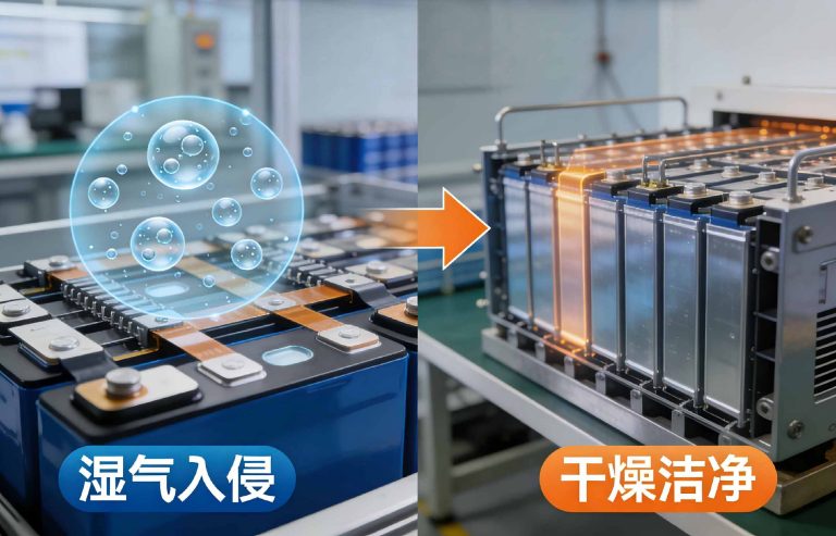 湿气入侵电芯极柱VS固恒70℃黄金点烘干房